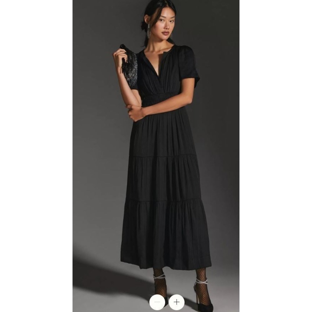 Anthropologie Black Tiered Maxi Dress